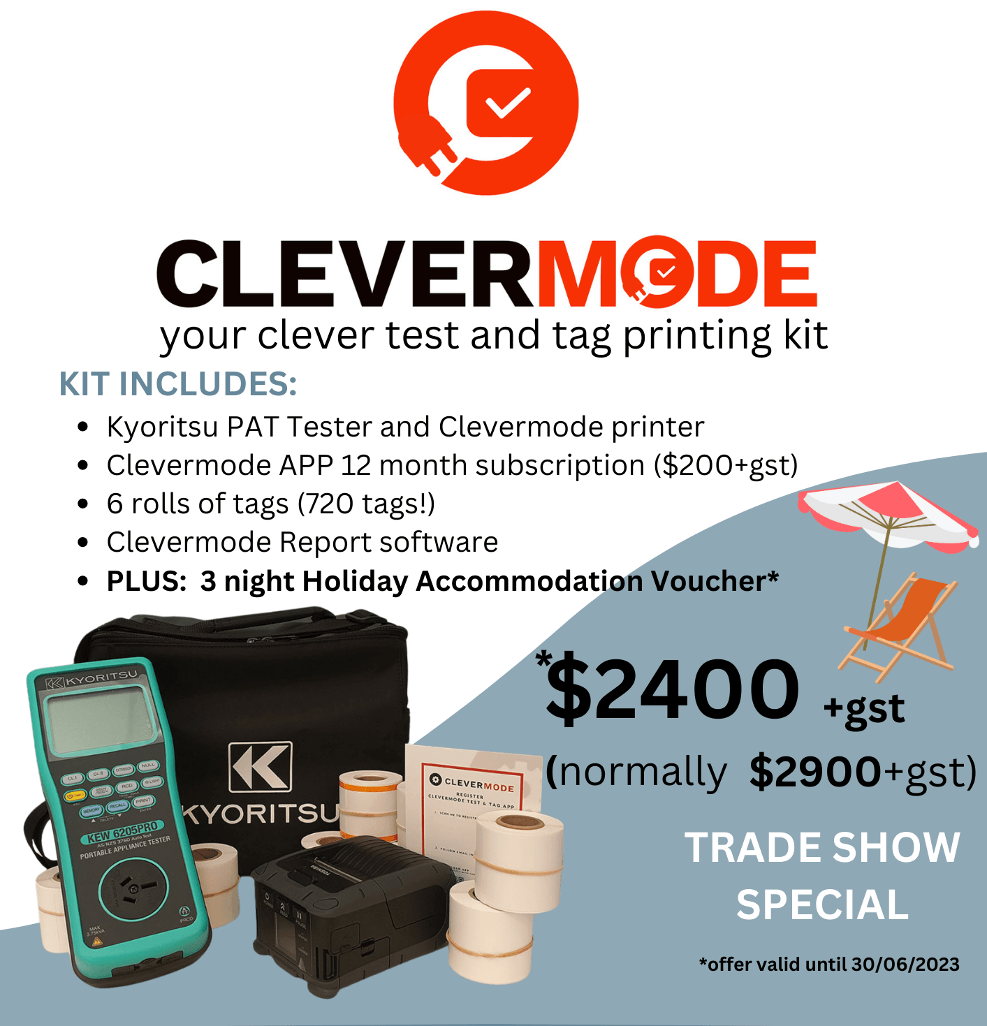 Clevermode PAT + Print Test and Tag Machine A1 Testing & Tagging